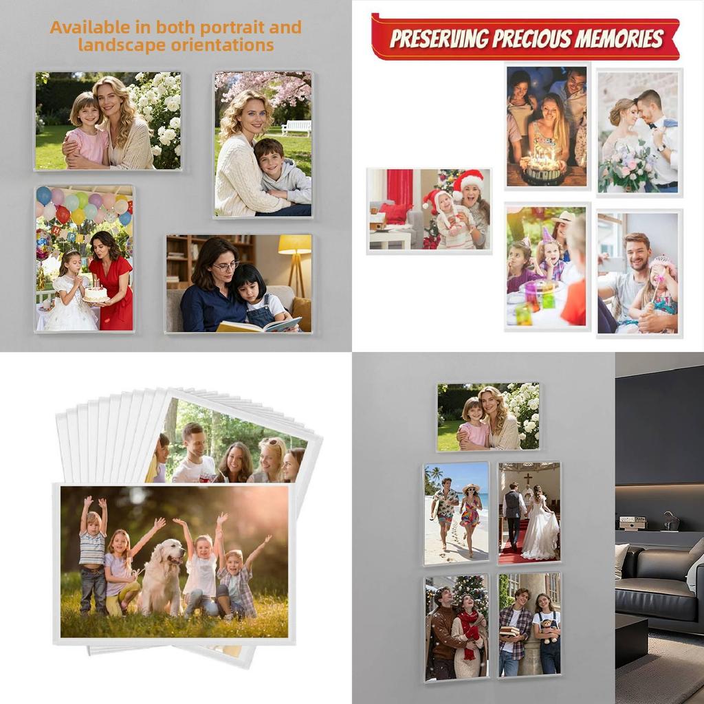 Transparent Acrylic Photo Frame Magnetic Magnet For Photo Wall Diy Home Decoration