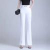 Women's White High Waist Wide Leg Trousers with Belt Casual Formal Pants