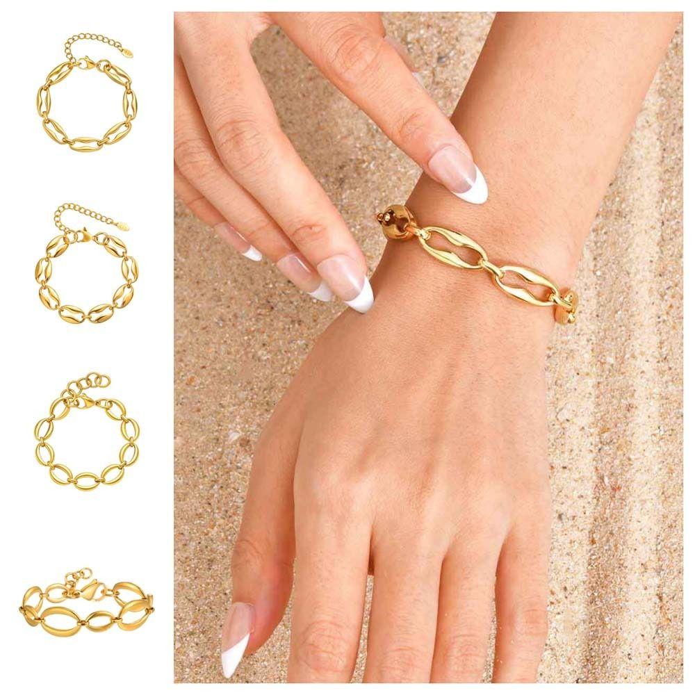 Stainless Steel Link Chain Bracelet Elliptical Lips Chain Stainless Steel Hand Chain Gifts