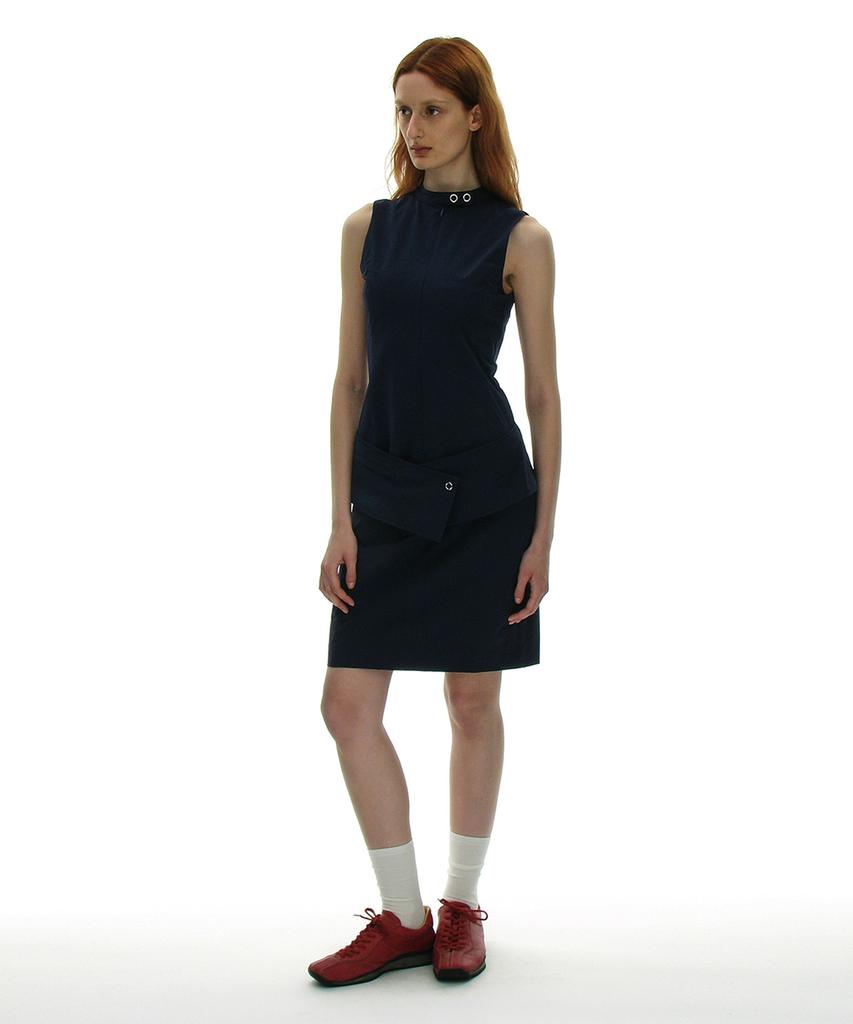 Partimento Woman Minimal Belted Dress_Navy