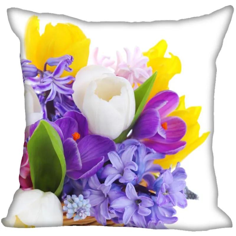 Hyacinth Flowers Pillow Case For Home Decorative Satin Pillows Cover Invisible Zippered Throw PillowCases 45X45cm 11-4
