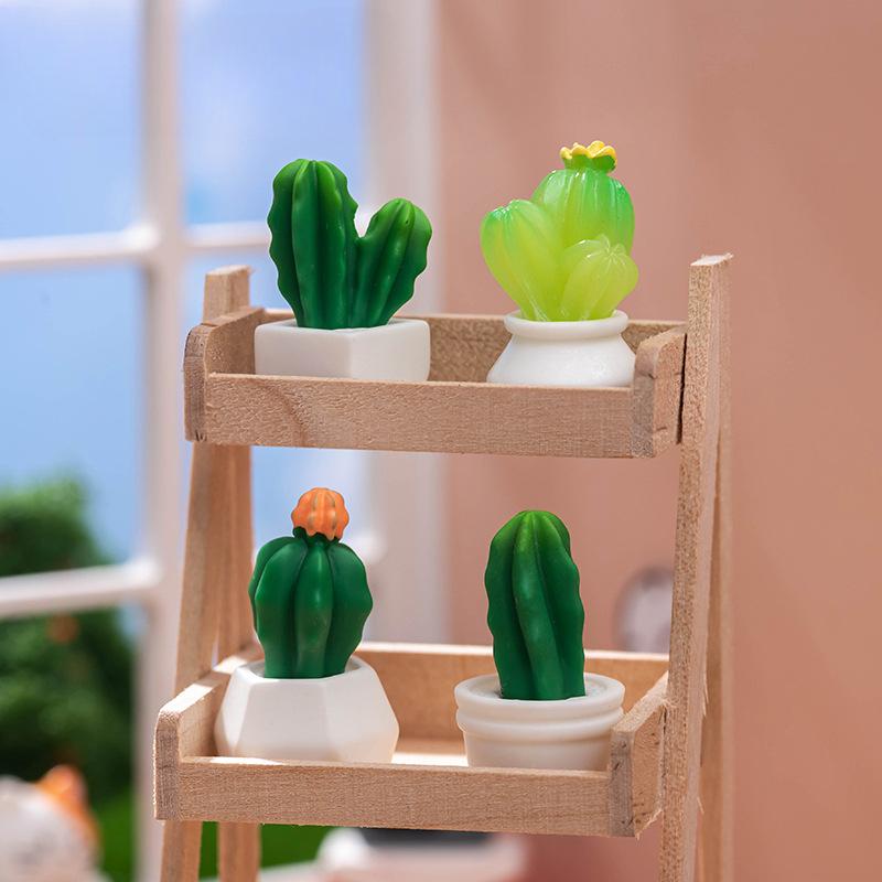 Micro Landscape Ornaments Simulate Succulent Plant Cactus Pot Resin Crafts Baby House Desktop Decoration Small Ornaments