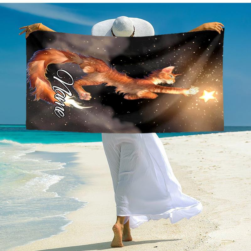 Personalized customized proof beach towel with Warriors Cats pattern - soft, absorbent,quick-drying,perfect swimming,camping&bathing