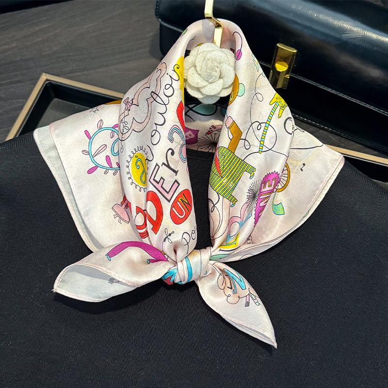 100% Natural Silk Scarf Women Luxury High Quality Headband Square Foulard Female Neckerchief Shawl Wraps Hijab Bandana Scarves