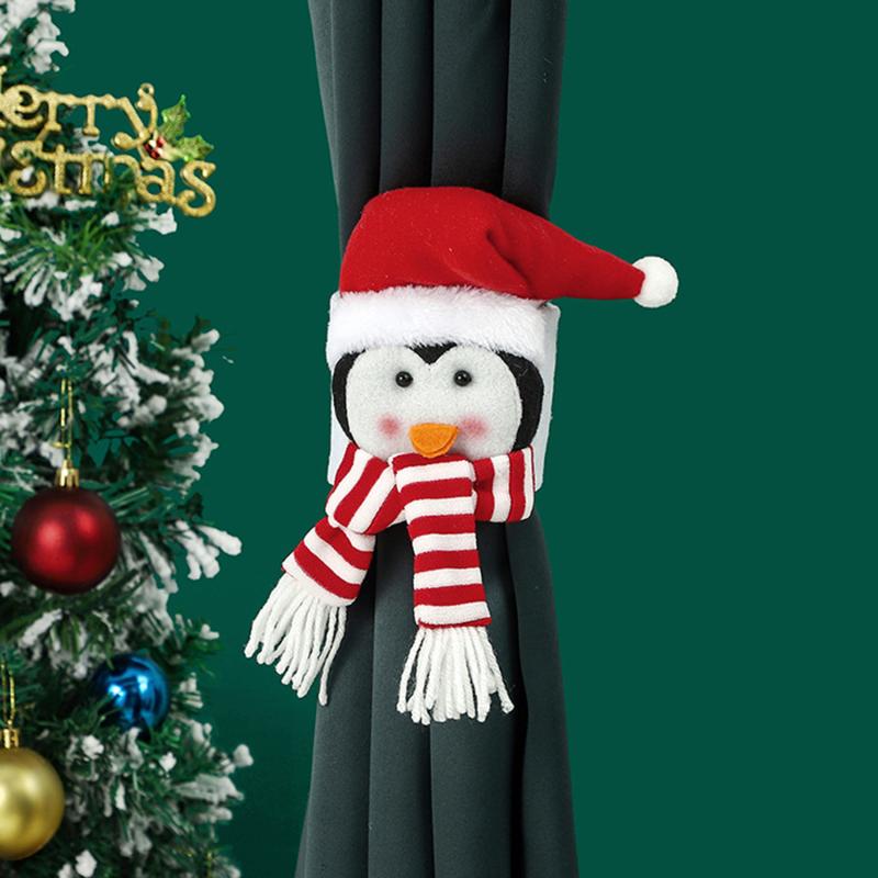 Christmas Cartoon Curtain Clasp Penguin Santa Claus Snowman Elk Holder Xmas Decor For Home Accessories