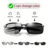 Designer Photochromic Polarized Fashion Glasses for Men & Women - Vintage Metal Half Frame, Rimless Chameleon Lens for Day & Night Use