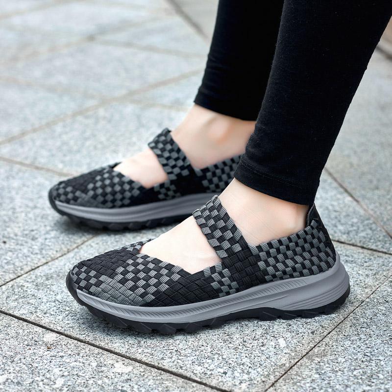 Summer Mary Janes Women Sandals Beach Lazy Shoes Purple Pink Grey Casual Weave Soft Slip on Walking Color Sandals Large Size