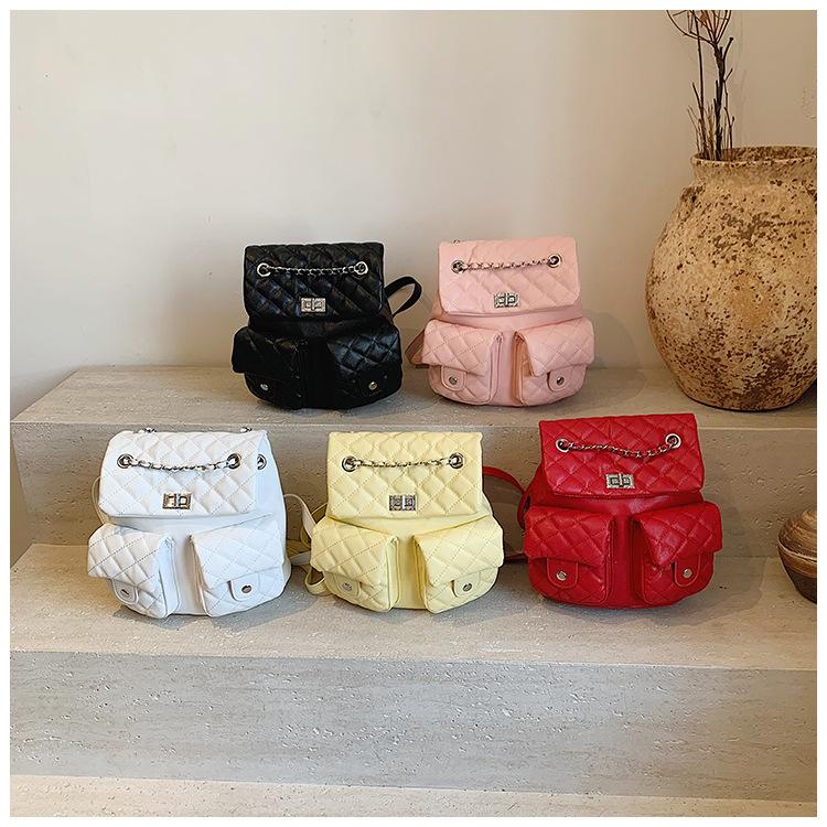 Rhombus Chain Backpack Women's 2025 New Fashion Niche Design Women's Lightweight Fashion Schoolbag Korean Backpack