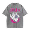 Washed Vintage Anime Jojo Bizarre Adventure Tshirt Retro Manga Giorno Giovanna T Shirts Men Casual Cartoon Oversized Tshirts