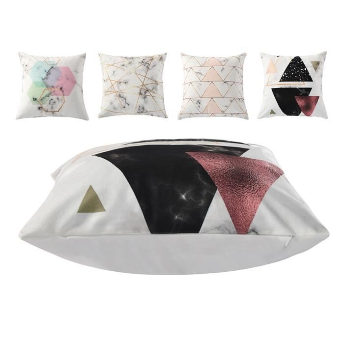 Housse De Coussin - Marbre - 4 Pcs - 45x45 Cm - Lavable Et Durable