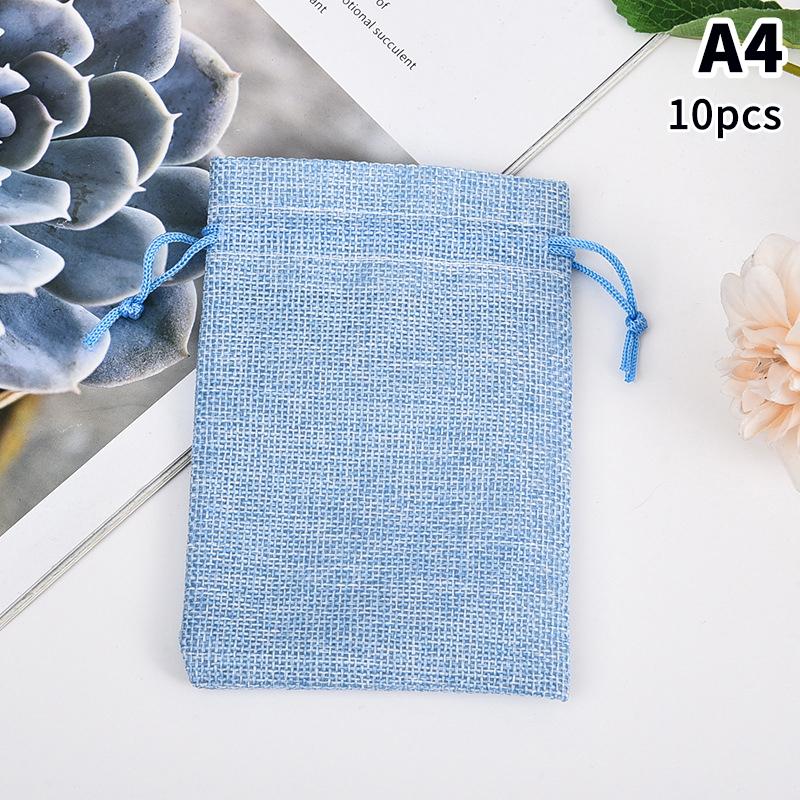10 Pièces 10X14Cm Sac Cadeau Jute Fait Main Sac Naturel Coton Lin Sac d'Emballage Cadeau Sac de Rangement Bijoux