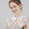 Embroidery Double Layered Lace Up Shawl Wrap Sweet Skirt Decorative Doll Collar Lapel Detachable Fake Collar Top For Women