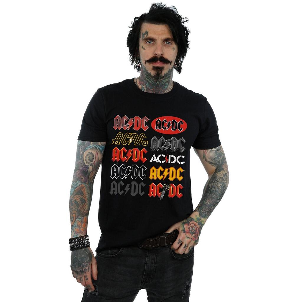 AC/DC Mens Multi Logos T-Shirt