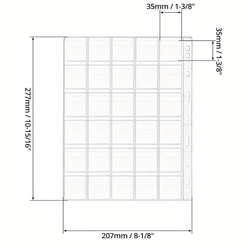 

12 листов папок для монет, предназначенных для коллекционирования монет, с 9 отверстиями и 30 кармашками, идеально подходят для вставки