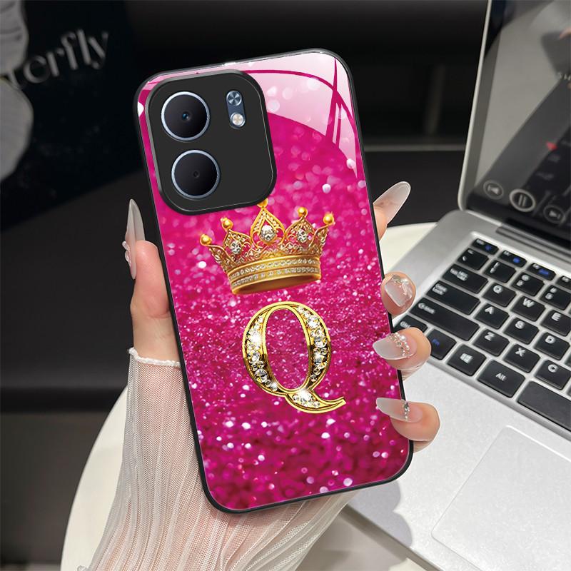 For OPPO A5X 4G 5G CPH2725 Case Fashion Letters Design Hard Tempered Glass Back Covers For OppoA5X A 5X Shockproof Phone Shell