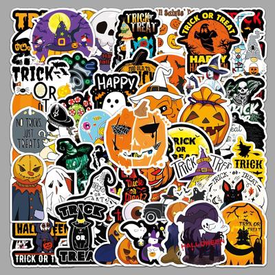 50 Halloween Cartoon Stickers for Laptops, Suitcases, Scooters, and Refrigerators