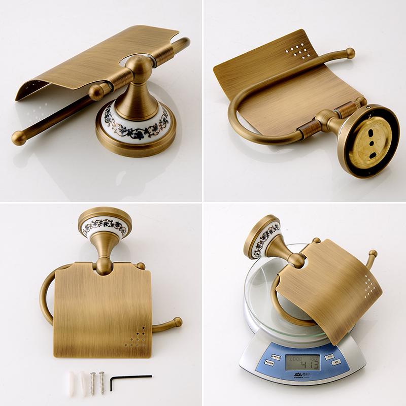 Bathroom Tissue Holder/Toilet Paper Holder Antique Brass Wall-Mounted Toilet Roll Holder, Toilet Paper Tissue Holder Shelf ELF86