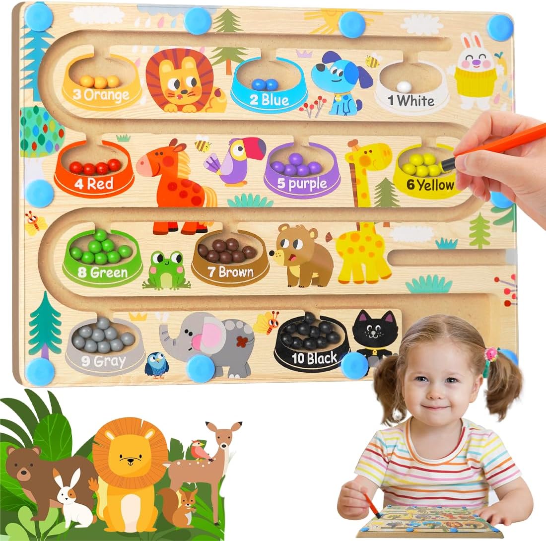 

Магнитный лабиринт, Монтессори игрушка в подарок для, Цифры и цвета Развивающие игры Игрушка для развития моторики Игра на сортировку для детей Рождество Maze