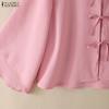 ZANZEA Women Casual Stand Collar Solid Color Loose Long Sleeve Blouse