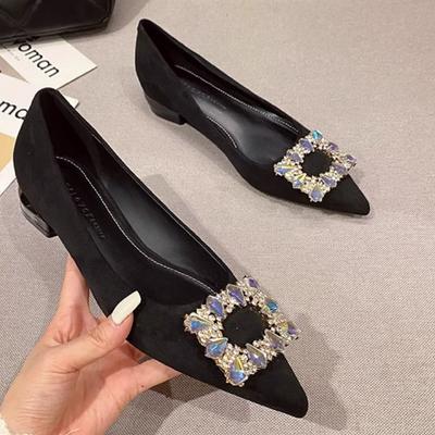 Klobige Absätze Diamant mit Kristallen Damen Pumps Spitzschuh Damenschuhe Blockabsatz Quadratischer Strass Mittel im Sonderangebot