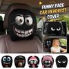 Stretchy Funny Face Car Headrest Cover Elastic Printed Cushion Cover Universal Fit for Vehicle Seats Interior Decoration