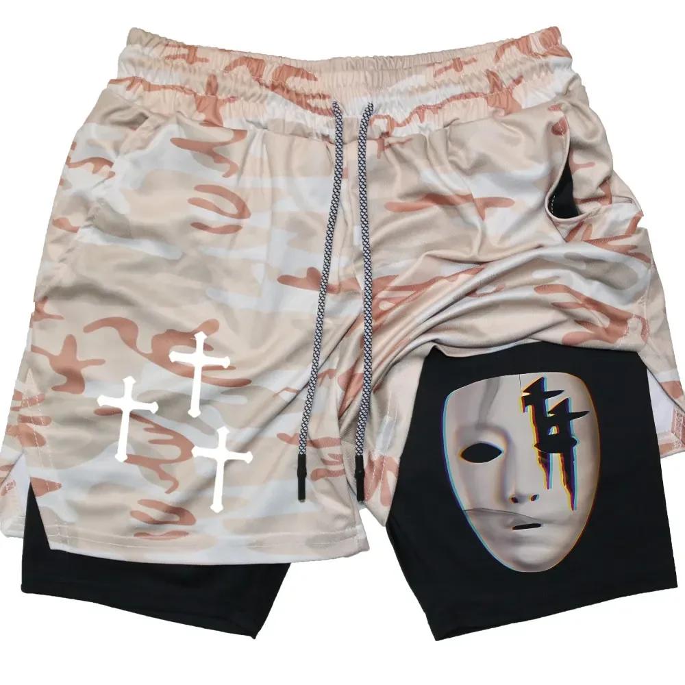 2026 Summer Jogging Shorts Men's Gym Shorts 2 In 1 Mesh Quick Dry Sport Performance Fitness Workout Double Layered Board Shorts