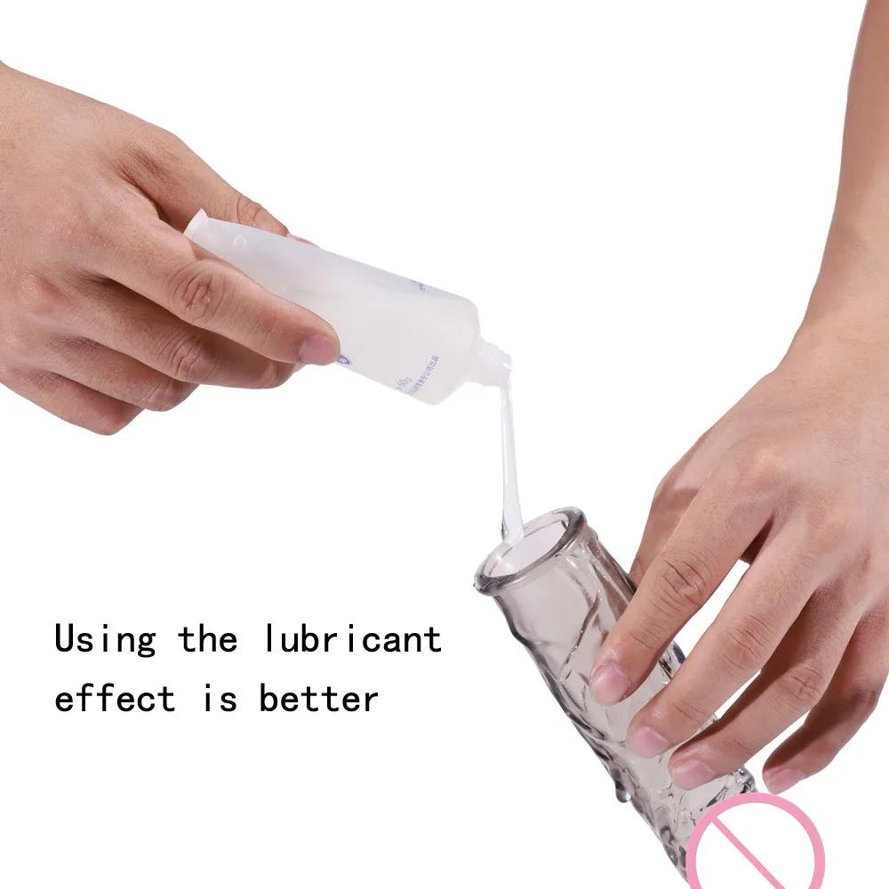 1PC Reusable Extension Condom Penis Sleeve Male Enlargement Time Delay Spike Clit Massager Cover Crystal Clear Condoms For Adult