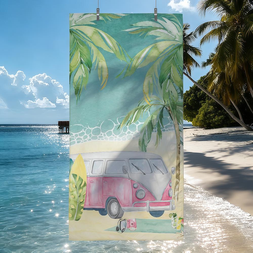 Vintage Surf Bus Handdoek Sneldrogende Strandhanddoeken Zijn Geschikt Voor Zwembaden Kamperen Yoga En De Sportschool W95*H153(CM)