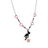 Cat Stealing Stars Pink Star Beaded Fashion Necklace Women Summer Dopamine Y2K Hot Girl Style Collarbone Chain Neck Chain