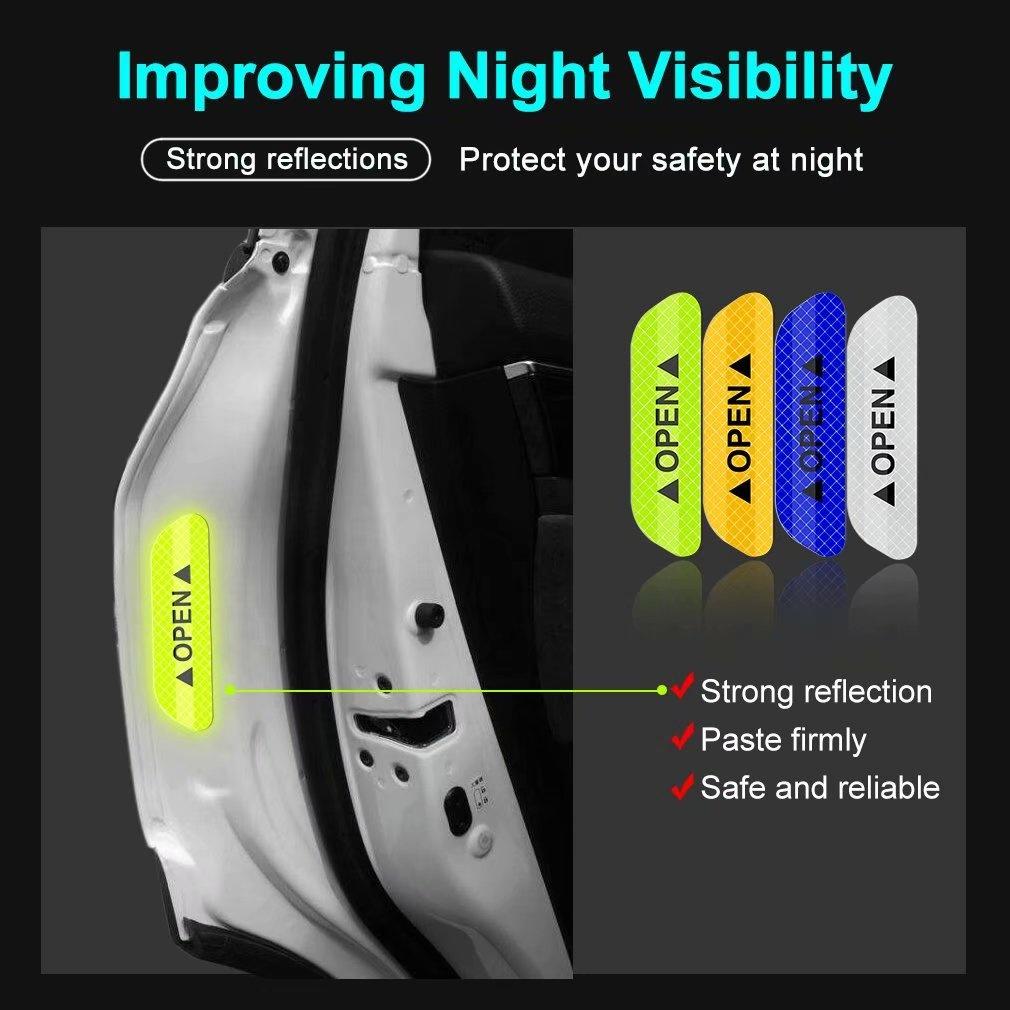 4pcs//set Car OPEN Reflective Tapes Warning Mark Exterior Car Door Stickers Heiß