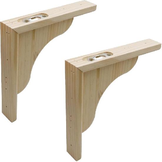 Antrader Solid Wall Mount Wood Shelf Bracket, 6 Inch Wooden Shelf Brackets, DIY Wood Bracket Include Mounting Screws, Pack of 2