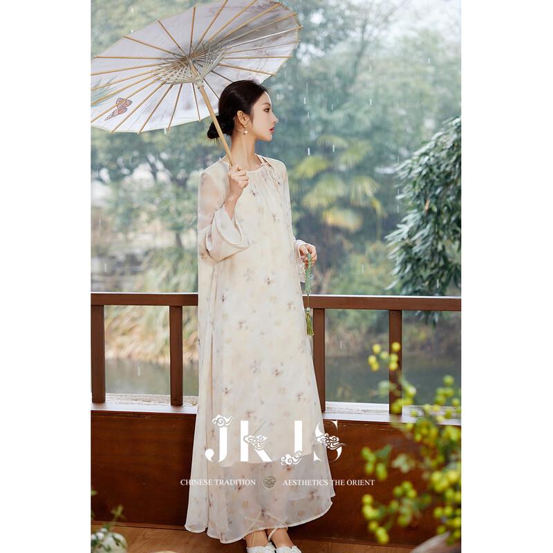 JK&JS Xijiangyue New Chinese Style Chiffon Printed Long Dress