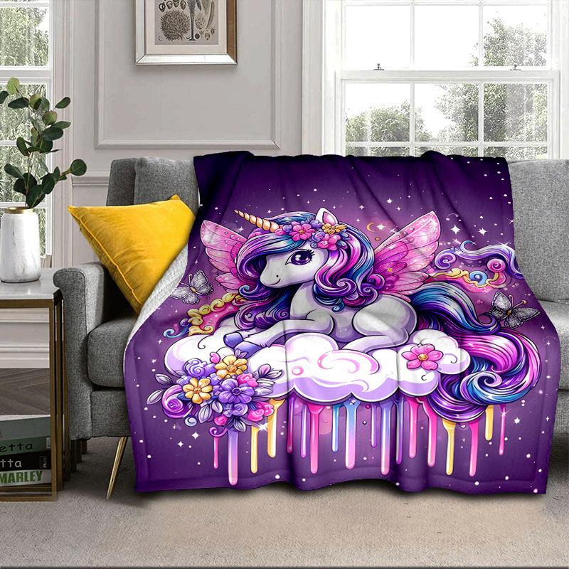 Rainbow Unicorns Garden Blanket Flannel Blanket for bed, sofa, Camping, Hiking, Picnic Essentials, gift for family Fan gifts