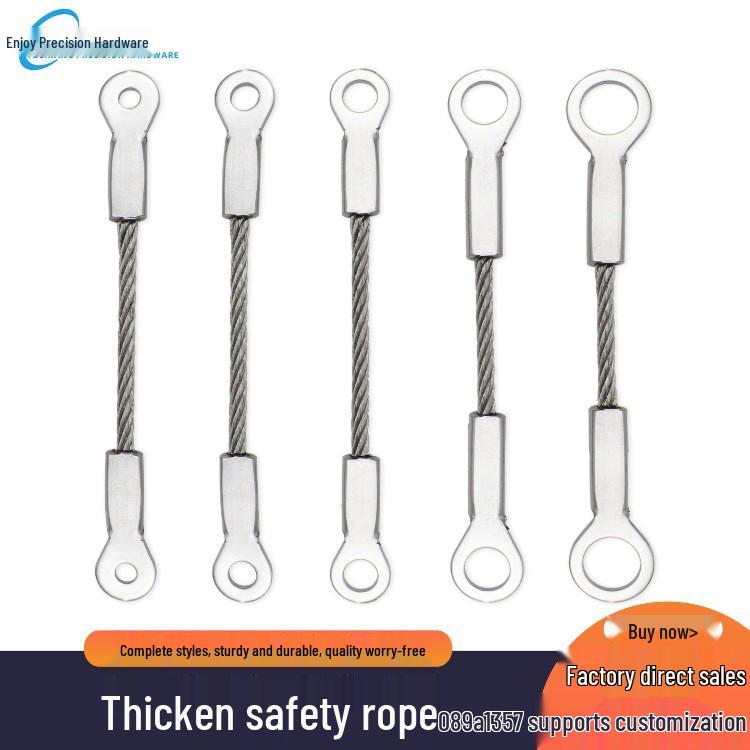 

Stainless Steel Double-Ended Anti-Theft Safety Cable 3mm Steel Wire Rope 0.1m [M4 Holes Both Ends]