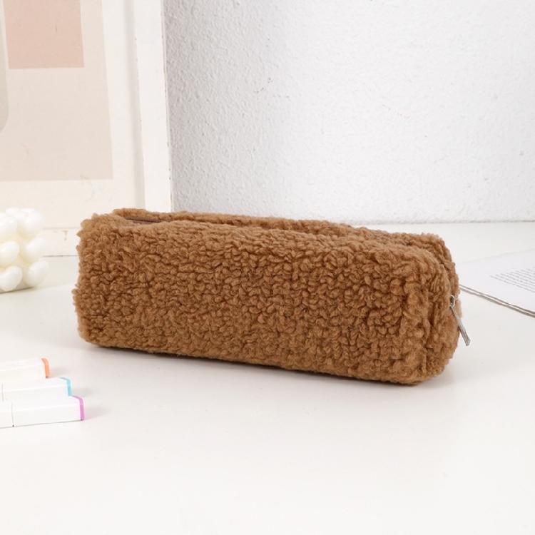 Zippered Pen Case Large Capacity Plush Pencil Case Large Compartment Travel Cosmetic Bag for Student Adult School Travel