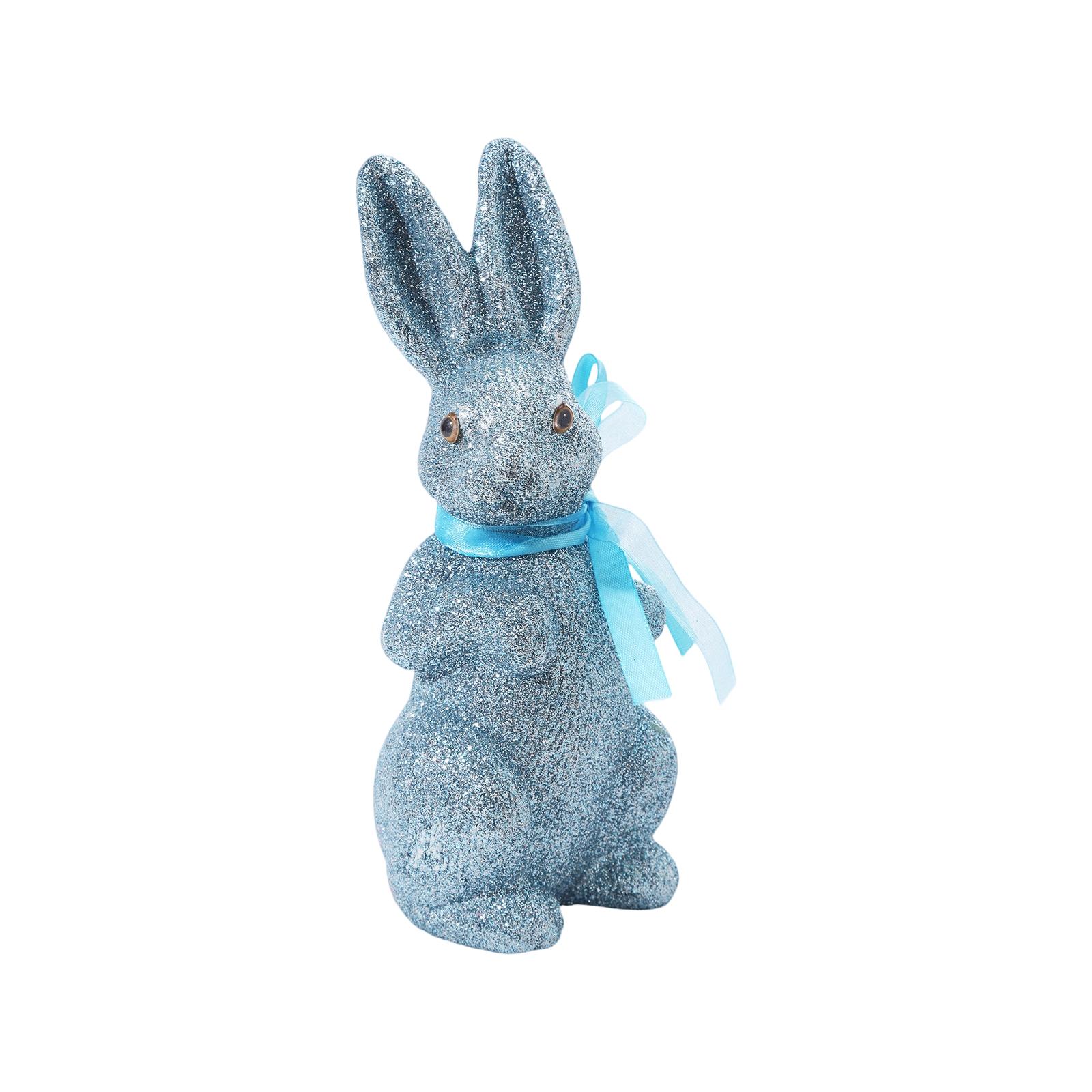 Easter Glitter Colorful Bunny Figurine, Creative Foam Simulation Home Decor,  Bunny With Bow