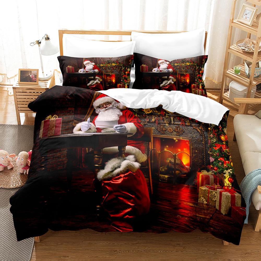 3D Digital Printing Three-Piece Set, Santa 2 Printing Bedding Kit