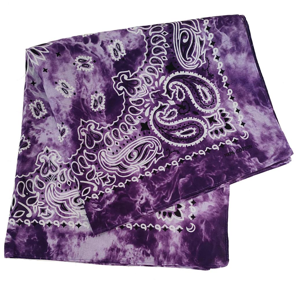 kakatrend Paisley Bandana 100% Cotton Tie-dye Purple Bandana Adults Stylish Handkerchief Cotton Bandana Unisex Durag Large Men Purple 55cm x 55cm