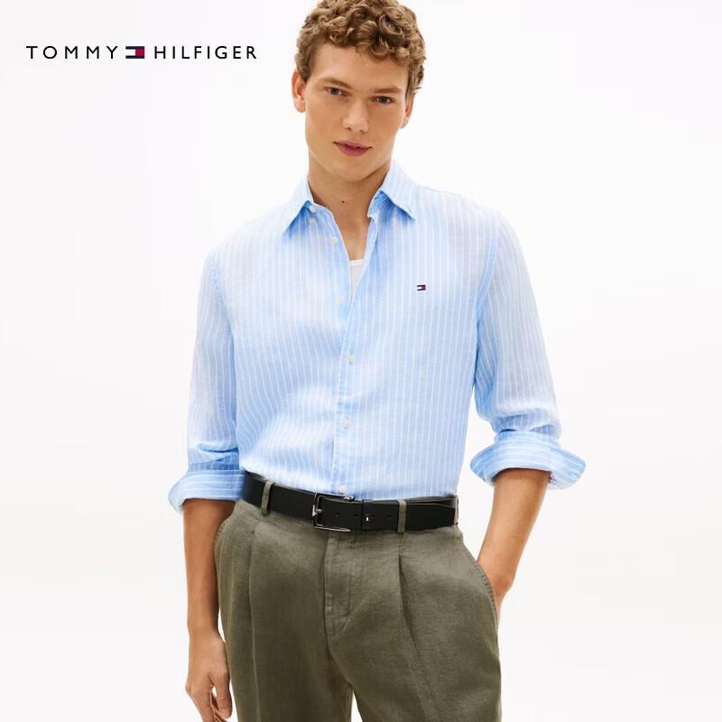 Мужская льняная рубашка с длинным рукавом в полоску Tommy Hilfiger 2026 S/S M