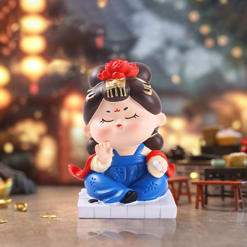 Creative Ancient Tang Lady Figurine: National Tide Style Desktop Ornament