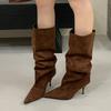Fashion Liyke Fashion Slim Black Knee-High Women Boots Street Style Pointed Toe Thin Kitten Heels Ladies Shoes Punk Vintage Long Booties
