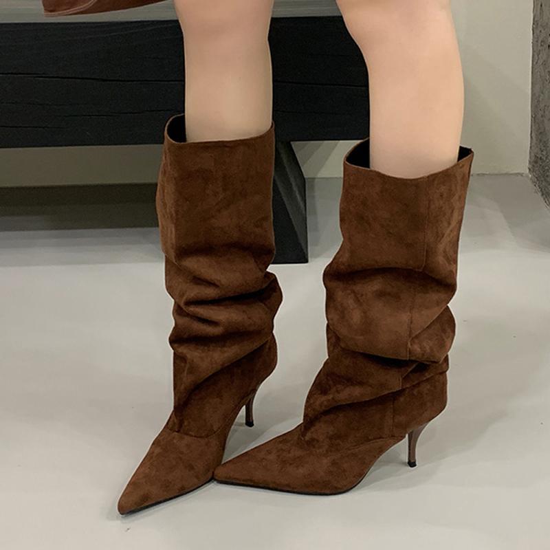 

Мода Liyke Мода Стройные Черные Сапоги до Колена Женские Уличный Стиль Острый Носок Тонкий Каблук-Рюмочка Женская Обувь Панк Винтаж Длинные Ботильоны 35 коричневый