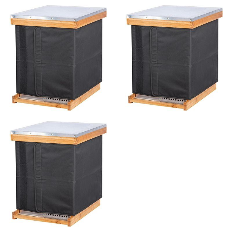 3X Winter Bee Hive Wrap For 8 And 10 Frame Beehives, Oxford Cloth Adjustable Beehive Wrap, Waterproof, Windproof
