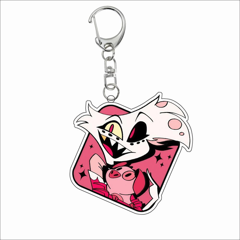 Acryl Sleutelhanger voor Angel Dust Charlie Lucifer Sir Pentious Niffty Vaggie Baxter Anime Student Rugzak Decoratie Hanger Cadeau black