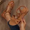Fashion Women's 2025 Summer New Bohemian Flat Sandals Slip On Comfortable Beach Shoes Woman Retro Beaded Flower Roman Sandalias Mujer