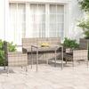 VidaXL Garden Lounge Set 4 Pcs with Cushions Grey Wicker, Outdoor Lounge Set, Furniture Set 319505
