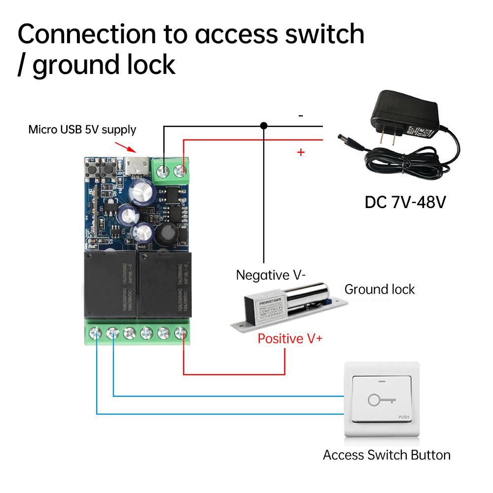 EWeLink WIFI Smart Switch DC 12V 24V 48V Module 2 Channel Relay Receiver Wireless Remote Control Work with Alexa Micro USB