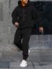 Men's 2 Piece Fleece Sweatsuit Set Letter Print Black Casual Tracksuit Jogger Hoodie and Pants Streetwear Spring 2026