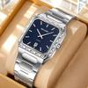 SKMEI Luxury New Simple Square Men's Quartz Watch for Men Stainless Steel Fashion Sports Waterproof Luminous Silver Wrist Watch