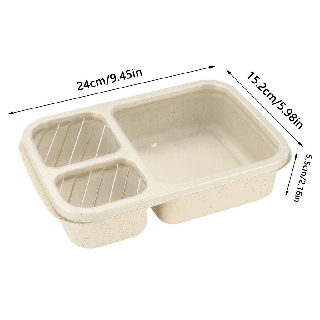 3 Compartment Reusable Bento Box Leak-Proof Portable Food Storage with Secure Lid Ideal for School Work Camping and Picnics